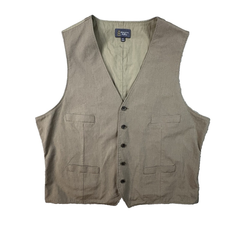 Wallin & Bros Men's 2XL Brown Tan Cotton Pinstripe Vest Western Casual Waistcoat
